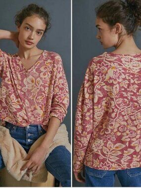 ANTHROPOLOGIE PILCRO MOIRA THERMAL KNIT TOP